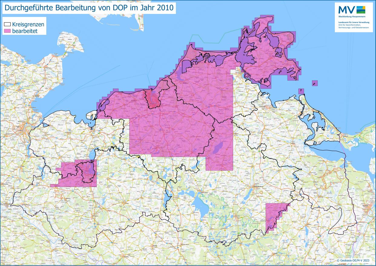 Jahresübersicht DOP Bearbeitung Aktualitätsstand 2010 © Geobasis-DE/MV 2023