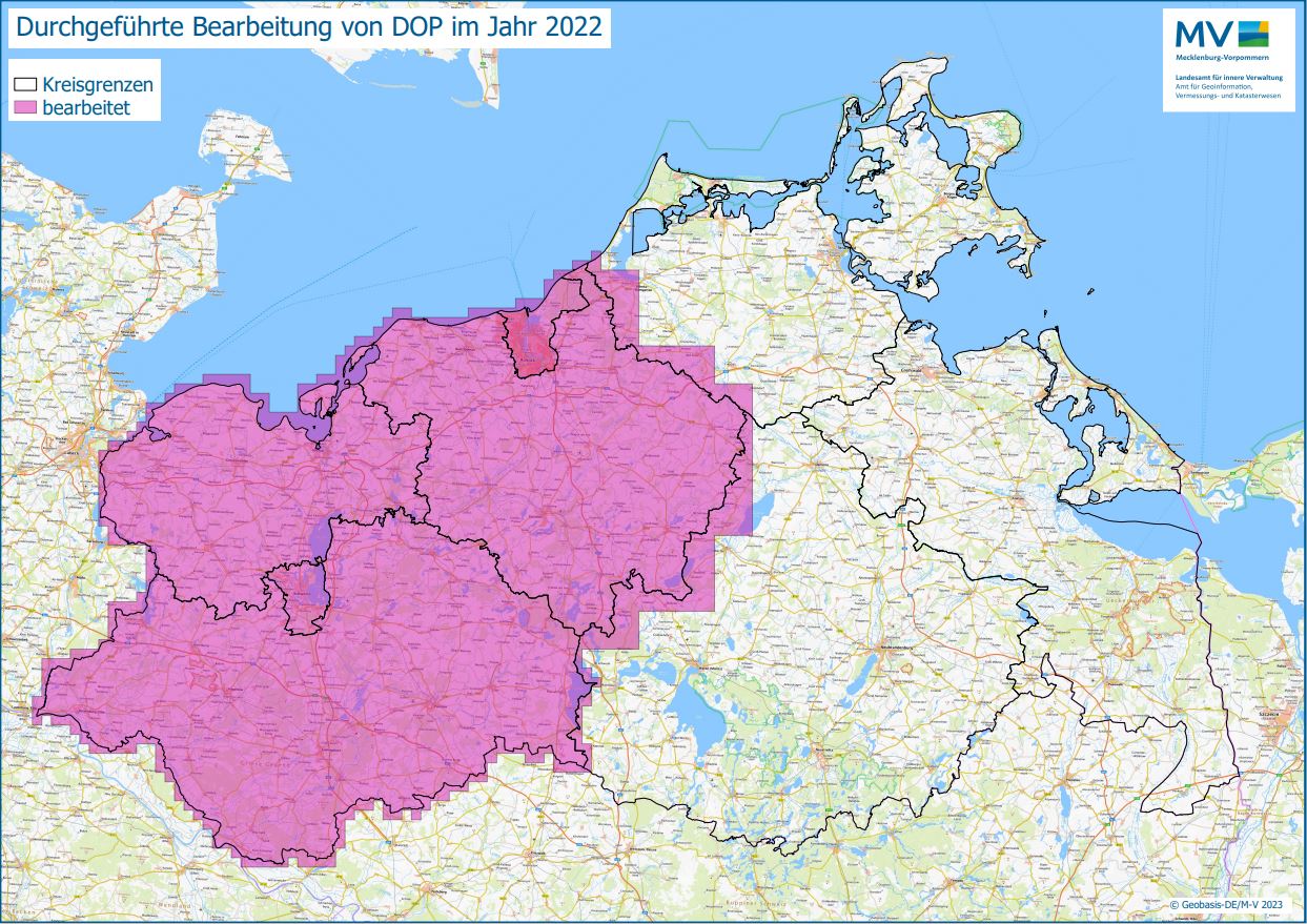 Jahresübersicht DOP Bearbeitung Aktualitätsstand 2022 © Geobasis-DE/MV 2023
